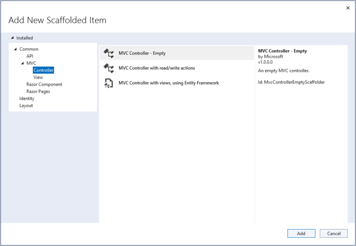 Gantt ASP.NET Core 2 Controller hinzufügen