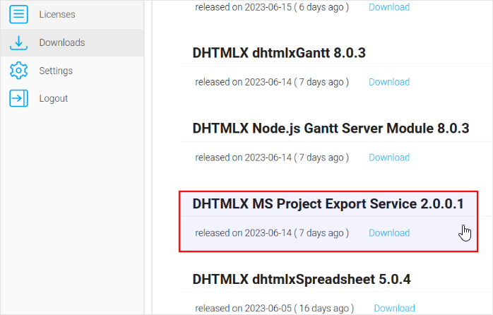 MS Exportmodul herunterladen