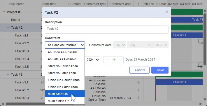 Inbuilt datepicker for constraints
