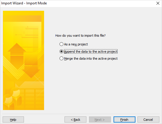 MS Project import wizard - Append option