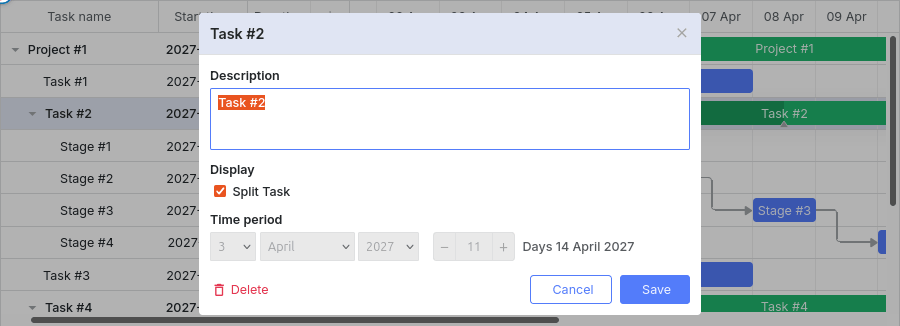 Split-Aufgaben-Checkbox