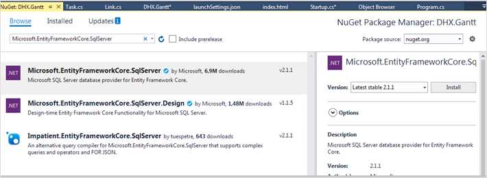 带有ASP.NET Core的dhtmlxGantt教程：如何创建一个项目（二）