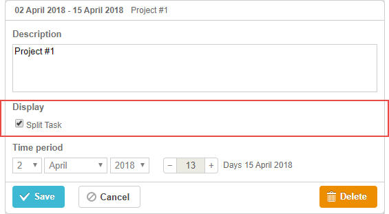 Split task checkbox