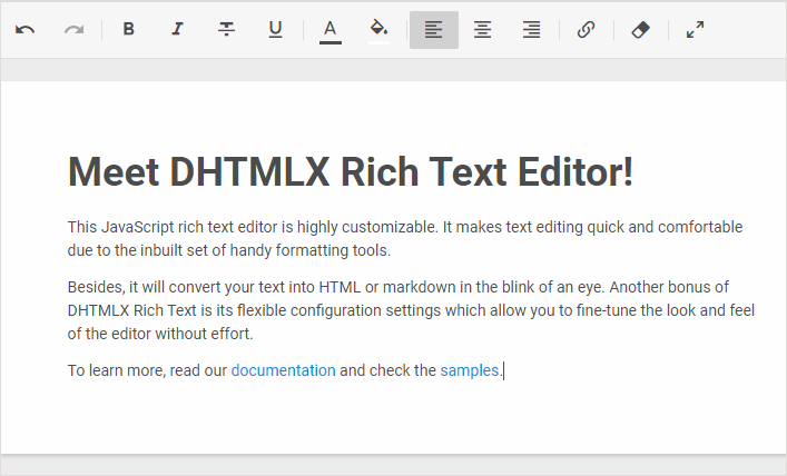 JavaScript/HTML Rich Text Editor - DHTMLX RichText