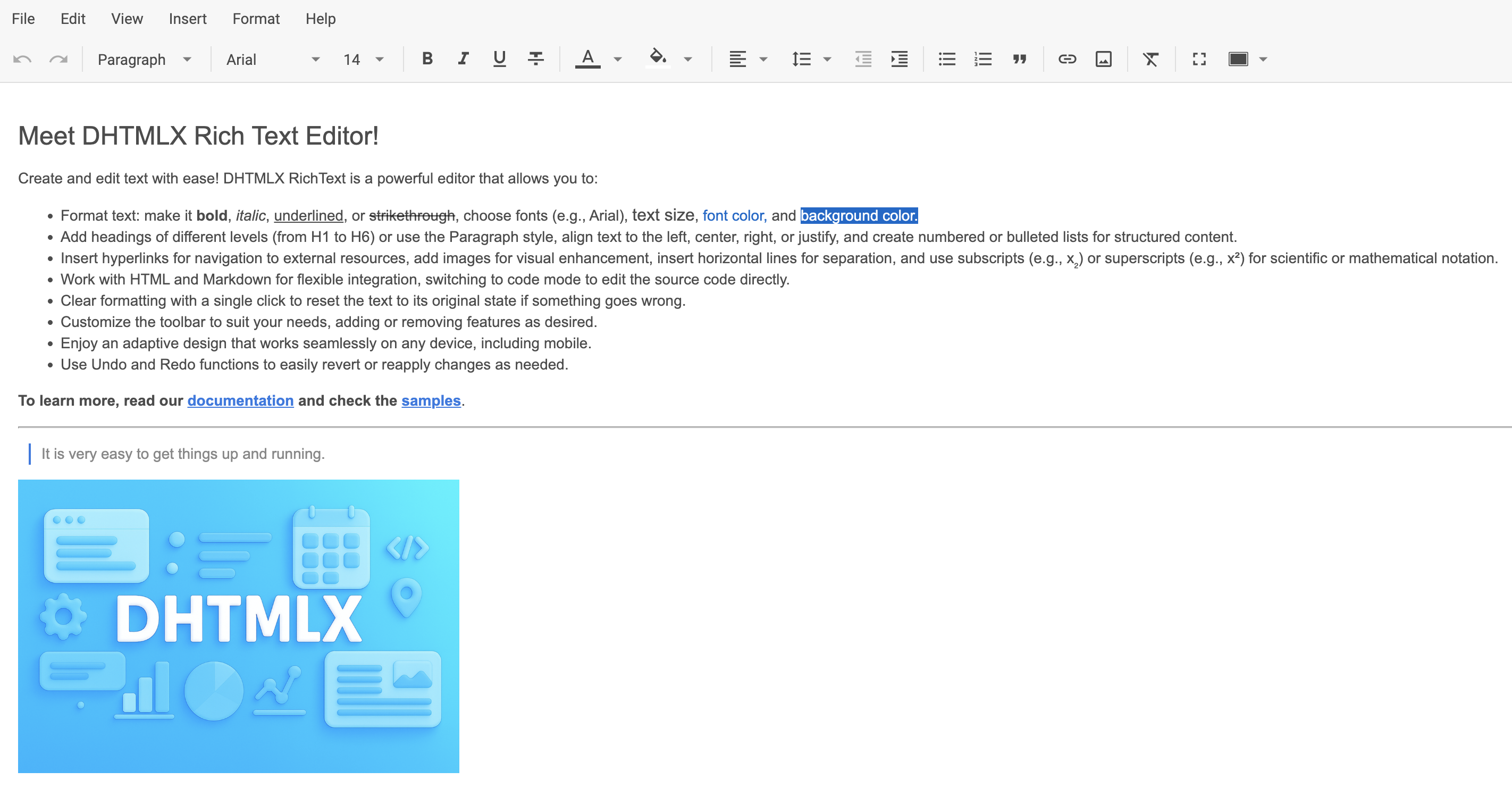 DHTMLX RichText-Inhalt serialisiert im HTML-Format