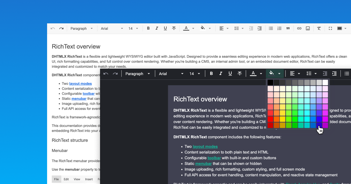 dhtmlx js library | javascript Images High Quality... RichText 개요 | DHTMLX RichText Documentation