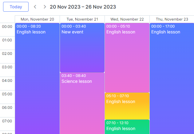 Scheduler - kein Padding in day columns