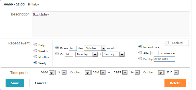 recurring events scheduler docs