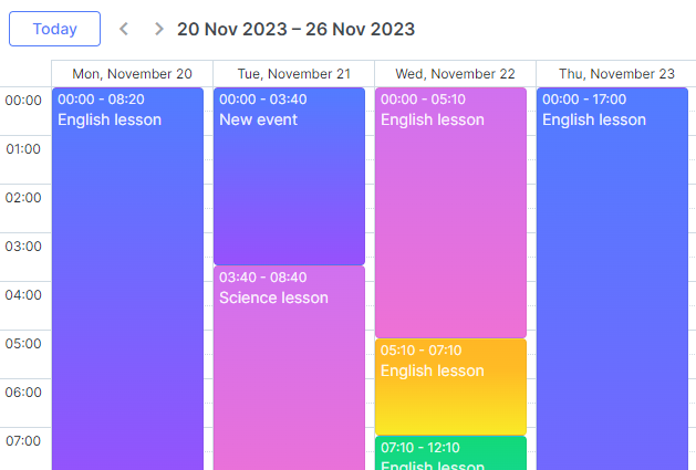 Scheduler - padding inside day columns