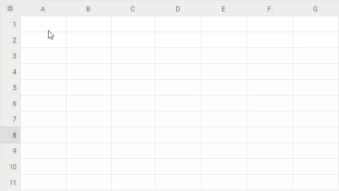 DHTMLX Spreadsheet autofill dragging the fill handle to replicate cell data