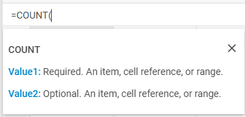 DHTMLX Spreadsheet formula popup showing a function description and parameters while typing