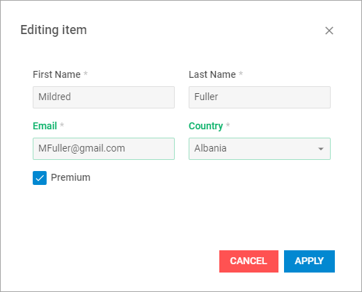 Editing item window with form fields prefilled from the selected grid row in DHTMLX Suite