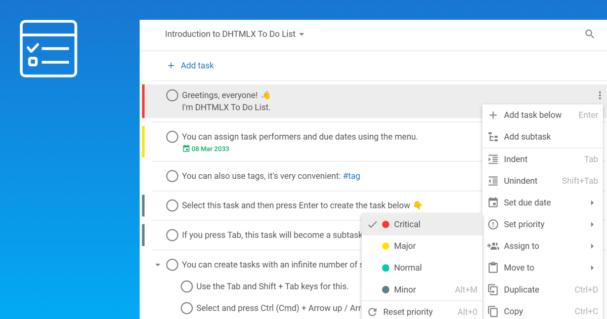 Initialization | DHTMLX JavaScript To Do List Docs